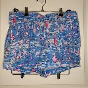 Lilly Pulitzer Lilo Linen Shorts 4” Zanzibar Blue Boatylicious